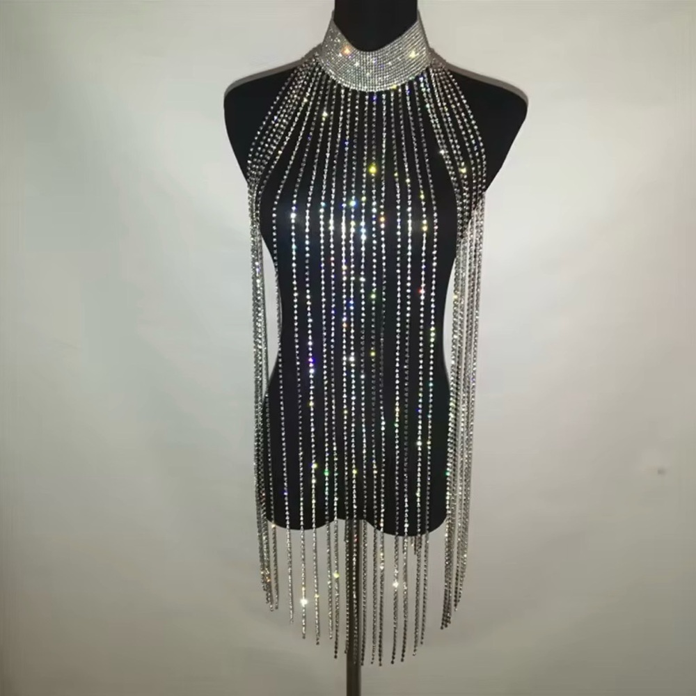 Chic Silver Rhinestone Embellished Festival Glam Choker Necklace